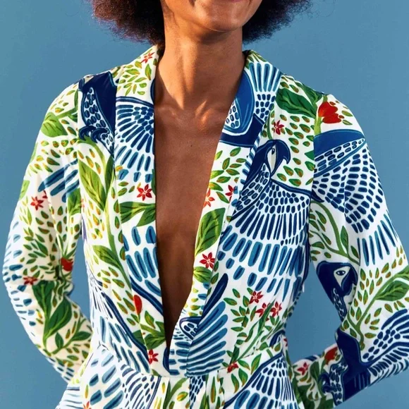 FARM RIO Blue Macaw Flight Maxi Dress!! - Picture 2 of 8